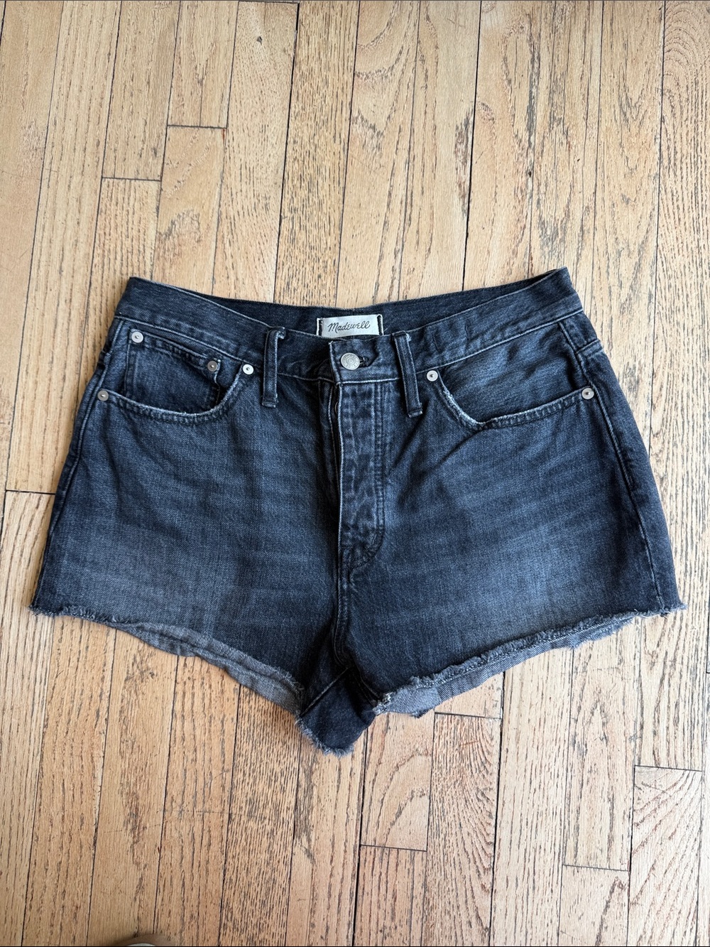 Madewell Washed Black Denim Cutoff Shorts